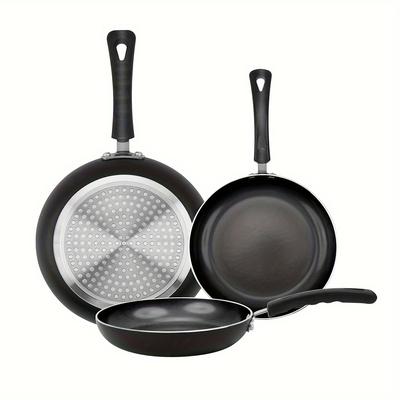 TEMU Nonstick Frying Pan Set, Set Of 3 Frying Pans, Black Ceramic Induction Cookware, 8inch&9.5inch&11inch Omelette Egg Frying Pan Set, Kitchen Cooking Pan Set, & Image