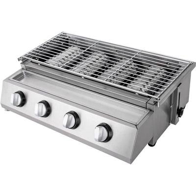 Gojoy - Silber Gasbräter Gasgrill, 4 Brenner bbq Tischgrill Edelstahl Gastrobräter lpg Gas Grills Image