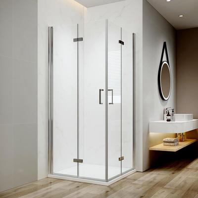 Duschkabine Eckeinstieg 80 x 80 x 195 cm Falttür Dusche 180º Klappbar Duschwand Duschabtrennung 6mm Image