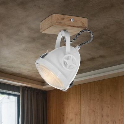 Etc-shop - Deckenleuchte Strahler schwenkbar Deckenlampe Holz Spot Strahler 1-Flammig weiß, Eiche Image