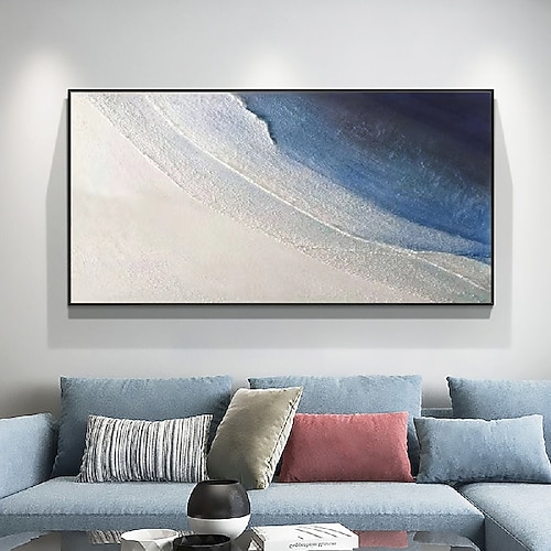 3D-Ölgemälde, handgefertigt, Textur, blaues Meereslandschafts-Ölgemälde auf Leinwand, groß, handgemalt, modern, abstrakt, Strandgemälde, Landschaft, Acryl, Wellengemälde für Wandkunst, Schlafzimmer, Image