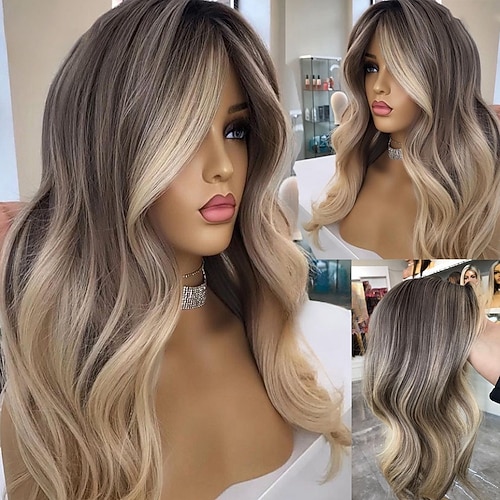 Remy Menschenhaar 13x6 Verschluss 13x4 Spitzenfront 4x4 Spitzenfront Perücke Seitenteil Mittelteil Freier Teil Brasilianisches Haar Große Wellen Wellen Braun Blond Mehrfarbig Perücke 130% 150% 180 Image