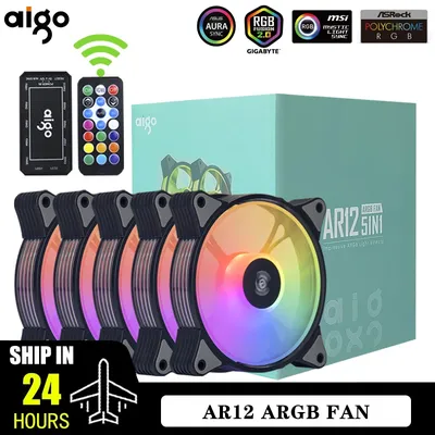 Aigo AR12 120mm PC Gamer Computer Case Fan RGB 12v Heatsink Aura Sync Cooler Argb Silent Controller
