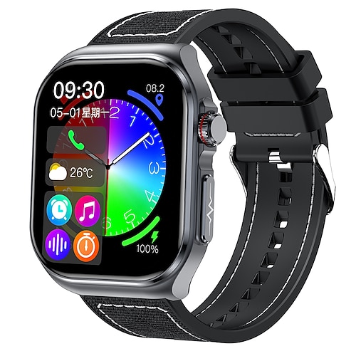 iMosi ET585 Smartwatch 2.04 Zoll Smartwatch Fitnessuhr Bluetooth EKG PPG Temperaturüberwachung Schrittzähler Kompatibel mit Android iOS Damen Herren Freisprechanlage Wasserdicht Mediensteuerung IP68 Image