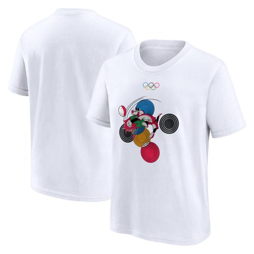 The Olympic Collection x Looney Tunes Gewichte-T-Shirt mit Typografie-Grafik – Weiß