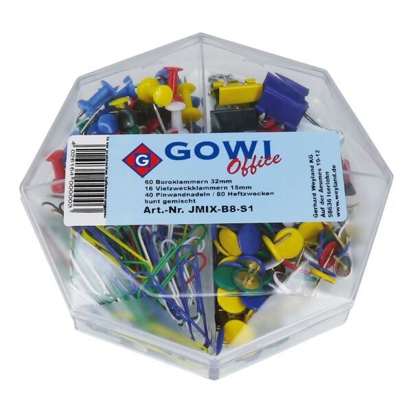 GOWI Office 196-tlg. Schreibtischzubehör-Set »JMIX-B8-S1« mit Klammern und Nadeln silber Image