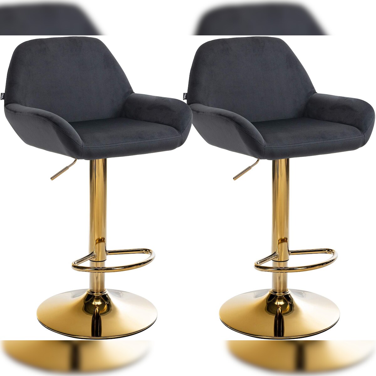 CLP 2er Set Barhocker Braga Gold Samt schwarz Image