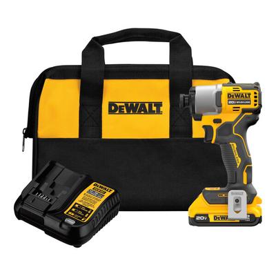 DeWalt 20V MAX 1/4" Cordless Brushless Impact Driver Kit with Rechargeable 2.0 Ah Lithium-Ion Battery, Charger, and Storage Bag DCF840D1