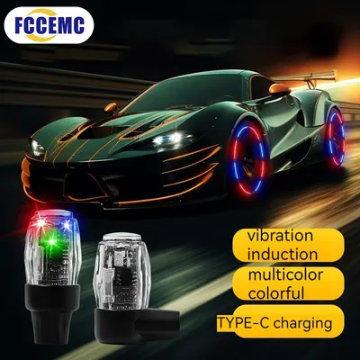 LED per auto moto ugello d'aria luce decorativa sensore di vibrazione colorato ricarica USB ruota