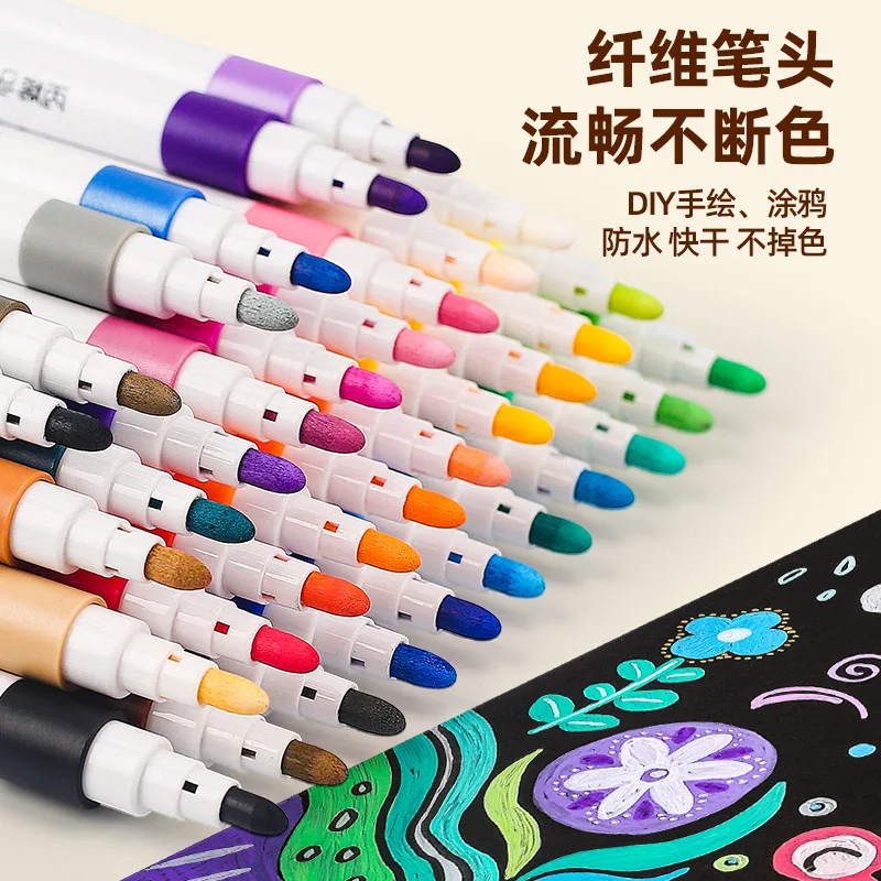 12/60 couleurs marqueur acrylique Kit de peinture sur roche pour enfants enfants stylos de peinture sur pierre ensemble céramique verre bois bricolage artisanat fournitures d'art