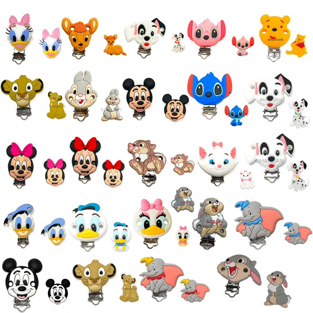 2 pièces un ensemble Miss lapin Minnie mouse bambi marie chat Silicone attache-sucette molaire perle bricolage sucette chaîne
