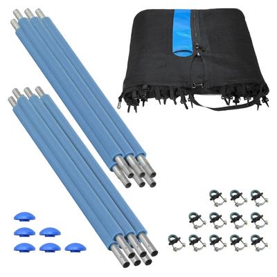 Machrus Upper Bounce Trampoline Top Ring Enclosure Set including Net, 6 Poles, Caps & Foam Sleeves - Fits 12ft Round Trampoline