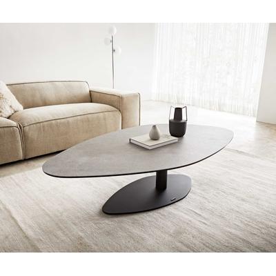 DELIFE Couchtisch Vibana 140x80 cm Keramik Aspetto Concreto Betonfarbig Gestell Metall Schwarz, Couchtische Image