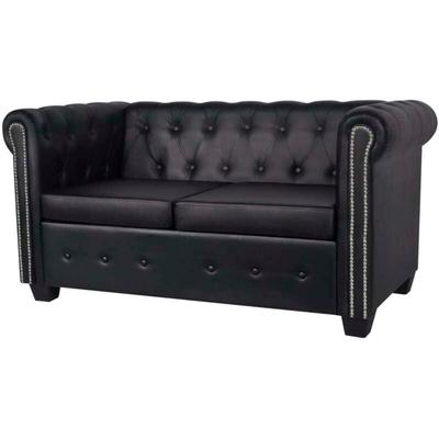 Vidaxl - Chesterfield-Sofa 2-Sitzer Kunstleder Schwarz Image