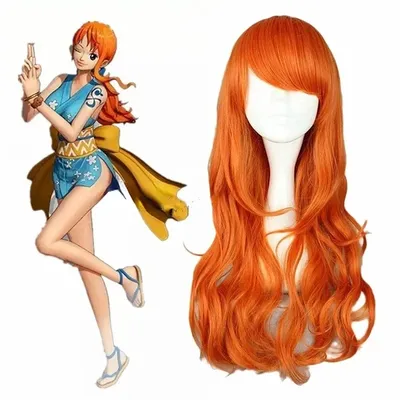 Anime Nami Long Curly Wavy Adult Wig Heat Resistant Hair Woman Girls Cos Props for Cosplay Costume