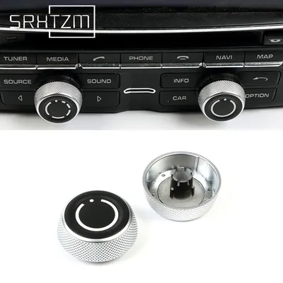 Audio Volume Radio Knob Cover CD Multi-Media Control Switch Button For Porsche Cayenne Panamera