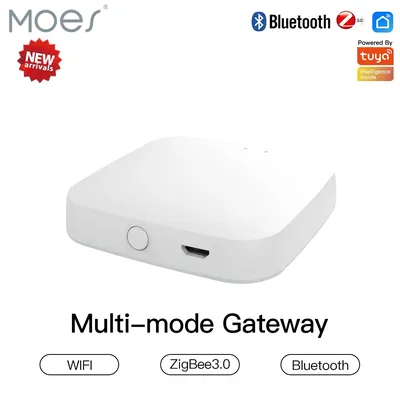 MOES New Multi-mode Smart Gateway ZigBee Bluetooth Mesh Hub Work with Tuya Smart App Voice Control
