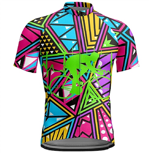 Herren Radtrikot Farbblock Kurzarm Fahhrad T-Shirt Trikot Oberteil mit 3 Gesäßtaschen Mountainbike MTB Schnelltrocknend Atmungsaktiv Sport Regenbogen Bekleidung Image