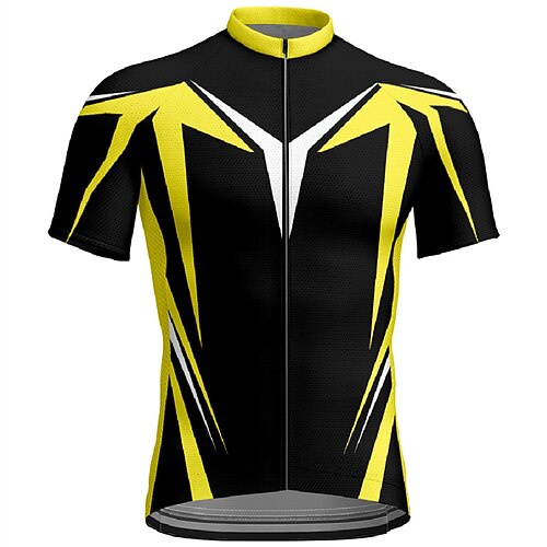 Herren Radtrikot Farbblock 3D-Druck Kurzarm Fahhrad T-Shirt Trikot Oberteil mit 3 Gesäßtaschen Mountainbike MTB Schnelltrocknend Atmungsaktiv Sport Gelb Rot Blau Bekleidung Image