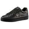 Plateausneaker TAMARIS, Damen, Gr. 36, schwarz, Leder, Lederimitat, unifarben, kontrastfarbene Details, sportlich, Schuhe, Freizeitschuh, Halbschuh, Schnürschuh mit gepolstertem Schaftrand