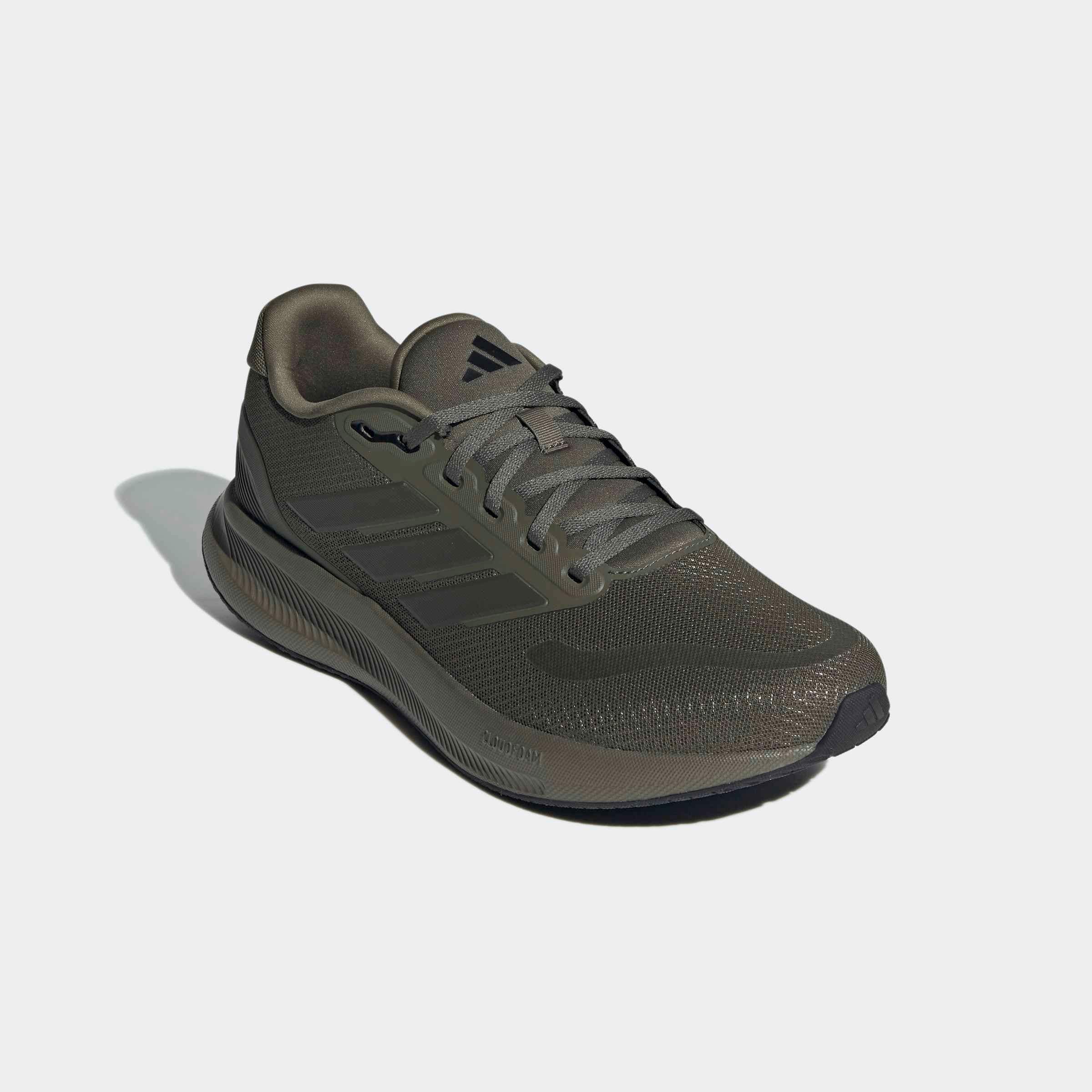 Laufschuh ADIDAS PERFORMANCE "RUNFALCON 5", Damen, Gr. 46,5, grün (olive strata, shadow olive, core schwarz), Synthetik, Textil, Schuhe Laufschuh