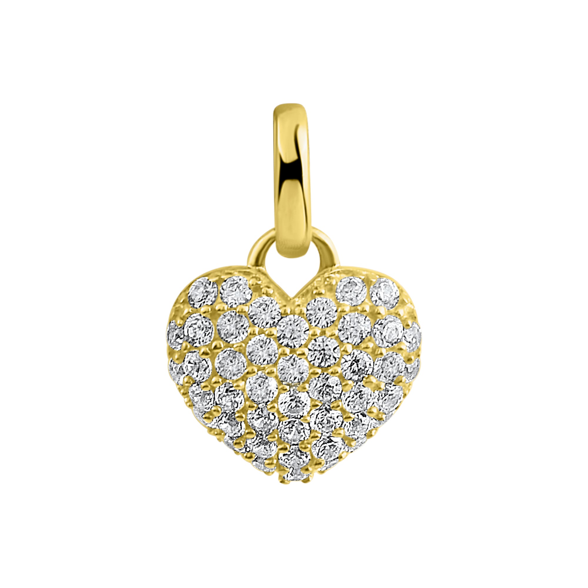 Kettenanhänger "375/- Gelbgold Herz Zirkonia", gelb, FASCINATION BY ELLEN K., Schmuckanhänger, Damen, one-size, Gold, 0,7 g, Kettenanhänger