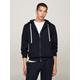 Kapuzensweatjacke TOMMY HILFIGER "ESSENTIAL FLEECE ZIP THROUGH", Herren, Gr. M, blau (desert sky), Sweatware, Obermaterial: 60% Baumwolle, 40% Polyester, casual, Langarm, Sweatjacken, kleine Logostickerei