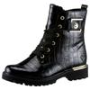 Schnürstiefelette REMONTE, Damen, Gr. 44, gold (schwarz, goldfarben), Lacklederimitat, glänzend, kontrastfarbene Details, modisch, Schuhe, Blockabsatz, Schnürboots im Kroko-Look, Innenreißverschluss