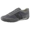 Sneaker GEOX "U WELLS C", Herren, Gr. 46, grau (dunkelgrau), Veloursleder, Textil, Synthetik, casual, Schuhe, Casual Schuh, Schnürschuh mit Logoverzierung
