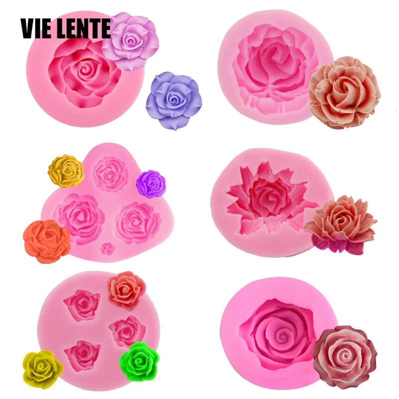 3D Rose Silikon Kuchenform Blume Fondant Form Kuchen Dekoration Bakken Werkzeug Mallen Kuchen Form Werkzeug Silikon Schokolade Formen Gadgets Image