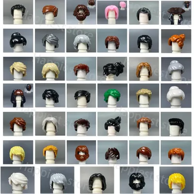MOC Stadt Figuren Haar Körper Teile Bausteine Figur Frisuren Kopf Mädchen Junge Braun Schwarz Frisur Image