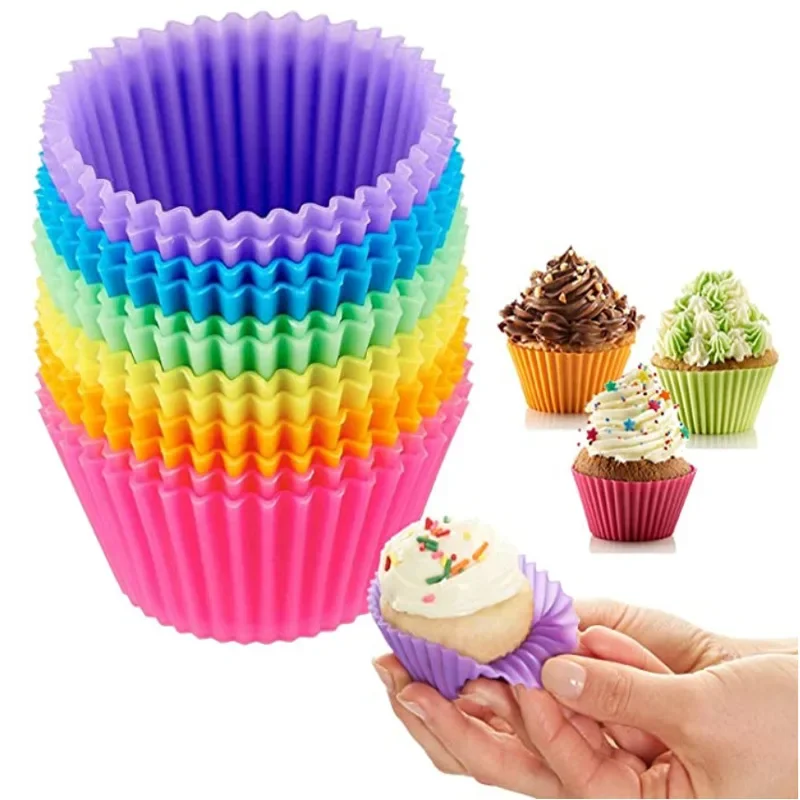 12 Stücke Silikon Tasse Kuchen Werkzeug Backformen Backform Cupcake und Muffin für Kuchen Machen Küche DIY Image