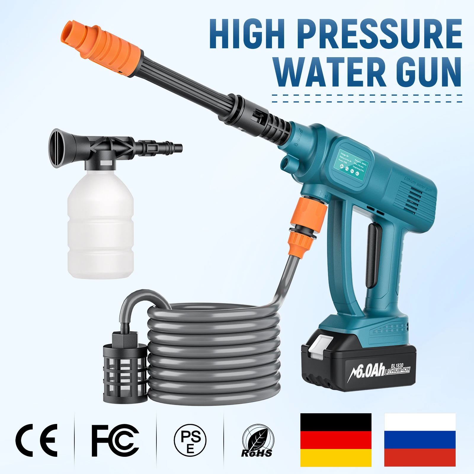Hochdruck Auto Waschen Waschmaschine Pistole Lange Wasser Rohr Einstellbar Für Makita 18V Batterie Hochdruck Wasser Pistole ortable auto Waschen