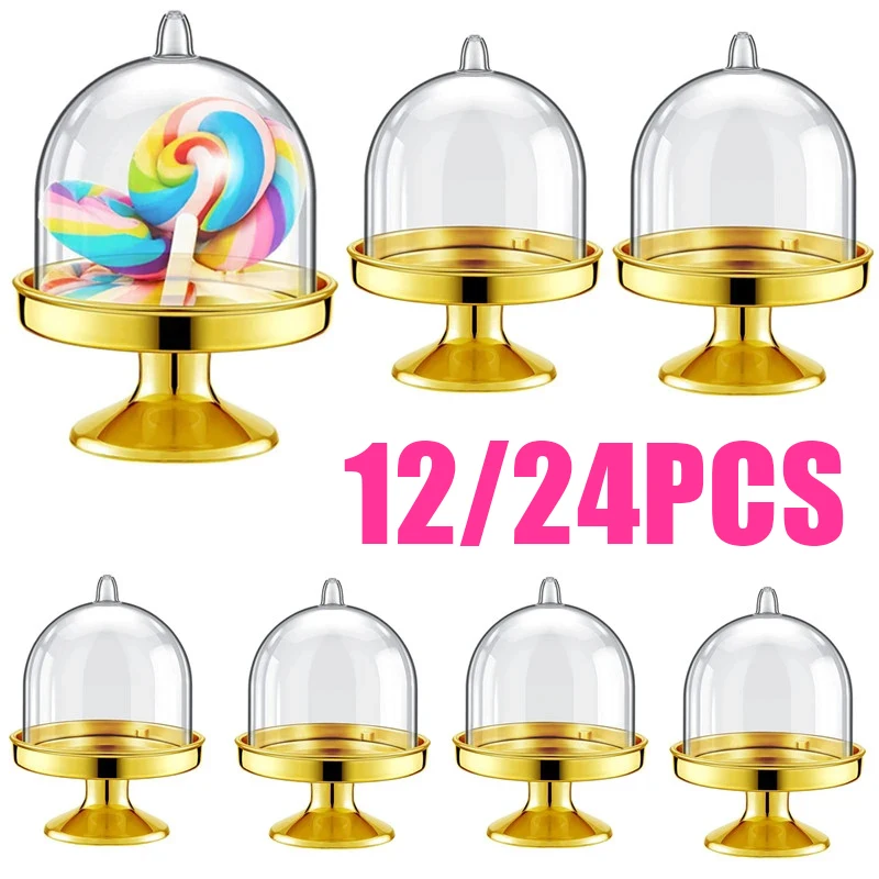 12/24 stücke Mini Dessert Cupcake Ständer mit Deckel Schokolade Süßigkeiten Kuchen Display Halter Für Geburtstag Party Hochzeit Dekoration Lieferungen Image