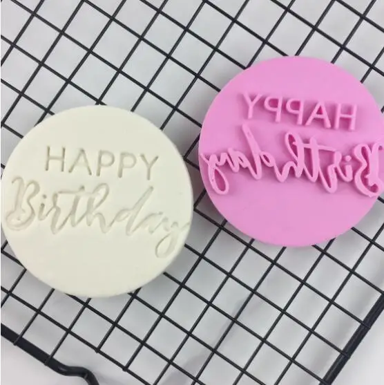 Kuchendekoration alles Gute zum Geburtstag Cutter Stempel Embosser Kunststoffschneider Kuchenform Fondant Backwerkzeuge Image
