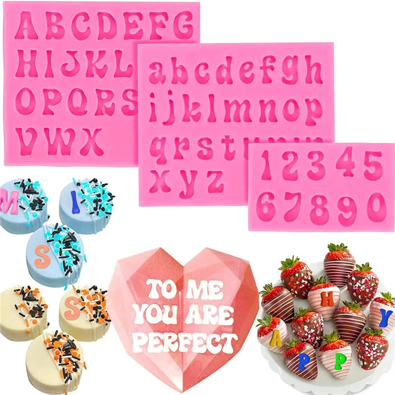 3D Buchstabe & Zahl Silikonform Fondant Handwerk Kuchen Süßigkeiten Schokolade Sugarcraft Eis Gebäck Backwerkzeug Form Kuchen Dekorieren Werkzeug Image