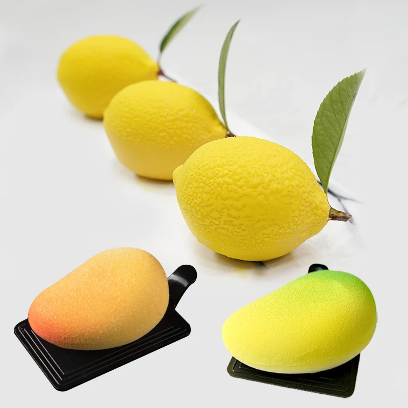Obst Design Silikon Kuchen Formen Mango oder Zitrone Geformt Mousse Kuchen Formen Küche Lebensmittel Grade Backformen Dessert Dekorieren Werkzeuge