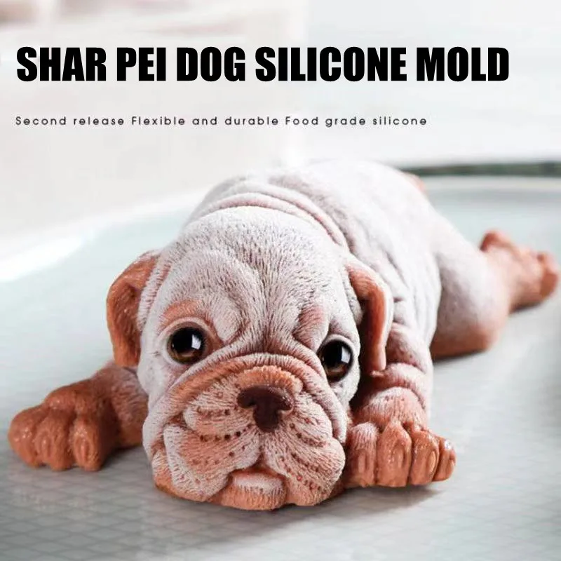 3D Silikon Form Shar Pei Hund Mousse Kuchen Form Eis Pudding Form Kuchen Dekoration Zubehör Werkzeuge Eiswürfel Form Image