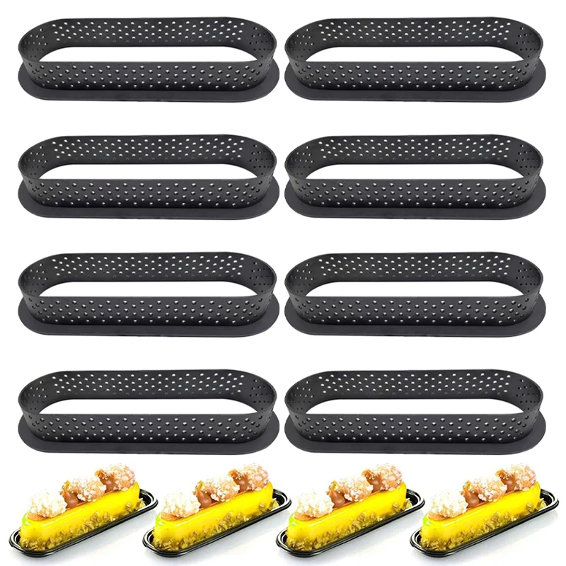 8Pcs Kunststoff Torte Ring Puffs Kuchen Ring Perforierte Törtchen Form Hitzebeständige Mousse Ring Torte Kuchen Dekorieren Werkzeug für Küche Image