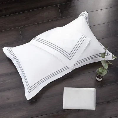 2pcs/Set Luxury 100% Egypt Cotton Embroidery 5 stars Hotel Pillowcases pillow cover White pillow case one pair 50*80 55*85cm