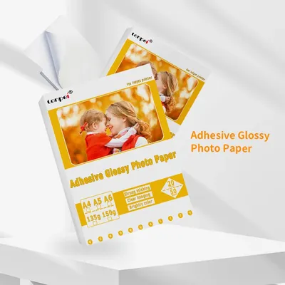 Adhesive Backed Photo Paper A4 A5 A6 Single-Sided Glossy Sticker 135G 150G Inkjet Printer Use Self-adhesive Photo Paper