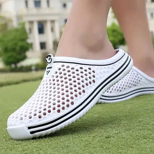 Men Shoes 2024 Beach Slippers Unisex Hollow Out Casual Women Beach Sandal Flip Flops Shoes Non-slip Size 36-45 Mens Slippers