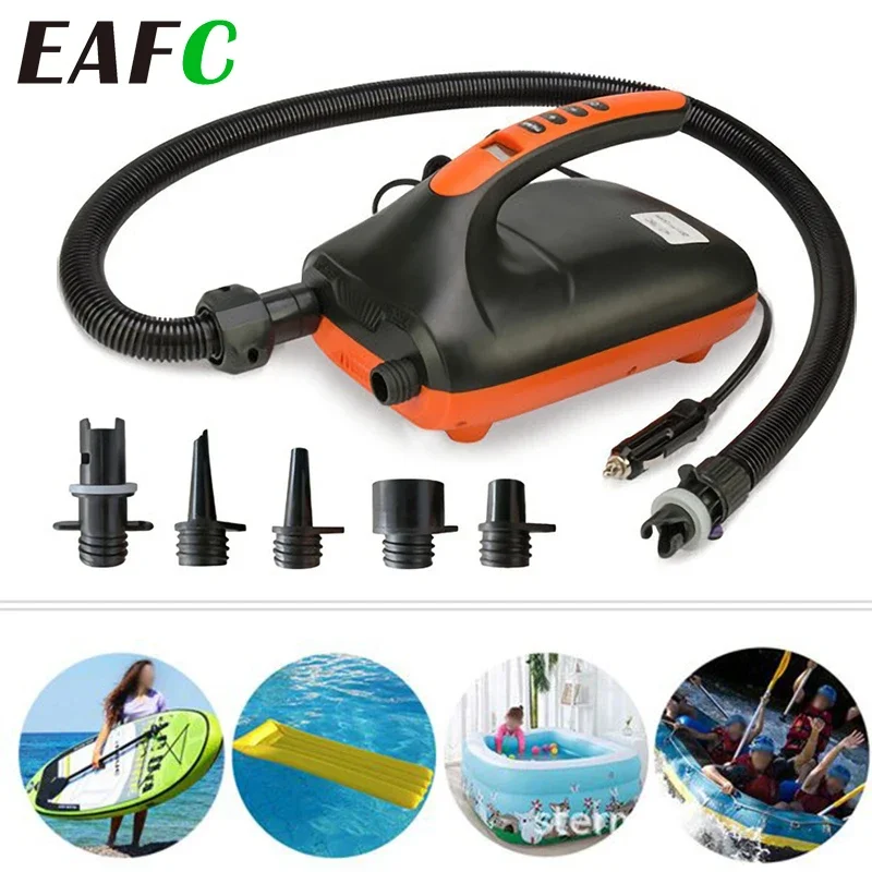 Pompa di aria elettrica a doppio stadio da 20 PSI Pompa per paddle esterna ad alta pressione per letti ad aria per kayak SUP Pompa gonfiabile digitale 12V