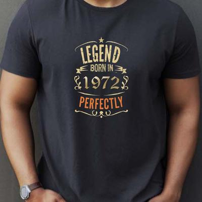 TEMU Legend Born In 1972 Print Tee Shirt, Tees For Men, Casual Short Sleeve T-shirt For Summer Image