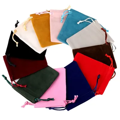 10pcs/lot Drawstring High Quality Velvet Bag Short Plush Multi-color For Jewelry Packaging Christmas