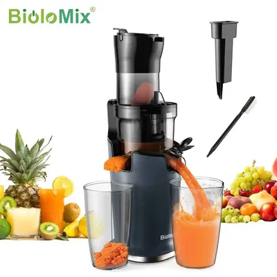 BioloMix Cold Press Juicer with 78mm Feed Chute, 200W 40-65RPM Powerful Motor Slow Masticating Juice