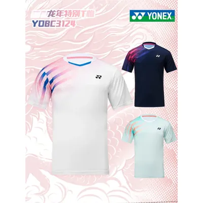 YONEX New Couple Badminton Suit YOBC3124CR Quick-drying Top Short-sleeved T-shirt Sweat-absorbing