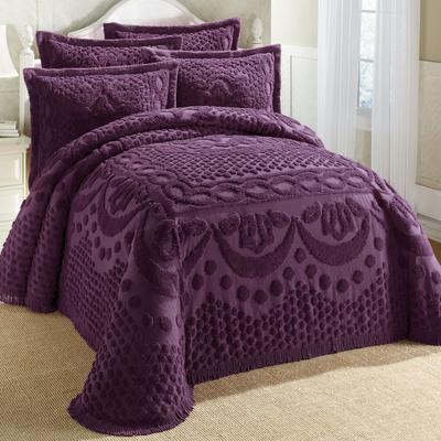 Georgia Chenille Bedspread by BrylaneHome in Eggplant (Size QUEEN)