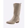 Stiefel HEINE, Damen, Gr. 41, grau (taupe), Leder, Veloursleder, Rindsleder, modisch, Schuhe Cowboystiefel Sommerstiefel Reißverschlussstiefel