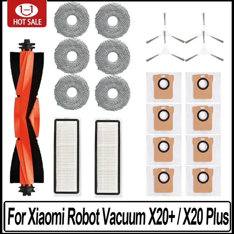 21 stücke Für Xiaomi Roboter Vakuum X20 + / X20 Plus Zubehör Staubbeutel Mopp Tuch Wichtigsten Seite Pinsel Hepa-Filter ersatz Teile Image